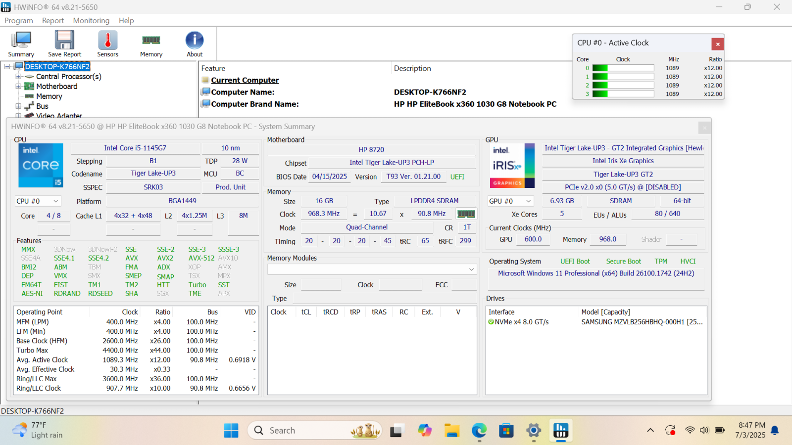 HP EliteBook x360 1030 G8 Laptop, 13.3" Touch, i5‑1145G7, 16GB, 256GB SSD - hình ảnh